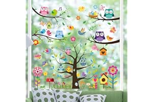 NODCOWS 9 Piezas Vinilos Adhesivos Primavera Verano Pájaros Lindos Calcomanías, Pegatinas para Cristales Plantas en Maceta Calcomanías, Accesorios de Decoración de Fiesta de Habitación Infantil
