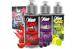 VAPE HEDZ Vape Juice No Nicotine – Triple Pack Fruit E Liquid - 100 ml - Vape Fluid 70/30 Ratio - Kit Gift for Men and Women - 400 ml Short Fill E Cigarette Vape Liquid - No Tar Or Tobacco