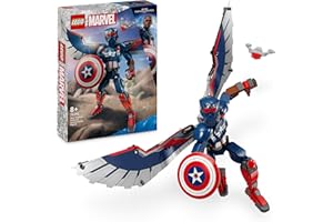 LEGO Marvel Figurka Nowego Kapitana Ameryki do zbudowania, Zabawka Konstrukcyjna dla Dziecka, Superbohater z Dronem i Tarczą, Prezent dla 8-latka, dla Chłopca, Dziewczynki i Fanów Avengersów, 76296