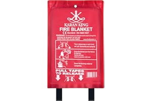 KARAN KING® - Feuerlöschdecke - Flammhemmende Sicherheitsdecke für Haus, Küche, Wohnwagen, Garage - Hitzebeständige und vielseitige Brandschutzausrüstung (groß, schnell entfalten, mit Schlaufen)
