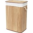 COMPACTOR - Panier à linge pliable en bambou avec couvercle - Tissu intérieur noir lavable - Poignées en corde - Format compact 40 x 30 x H60 cm - Design naturel et élégant COMPACTOR - Panier à linge pliable en bambou avec couvercle - Tissu intérieur noir lavable - Poignées en corde - Format compact 40 x 30 x H60 cm - Design naturel et élégant