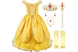 JerrisApparel Kostium księżniczki Belle Deluxe Party Fancy Dress Up dla dziewczynek