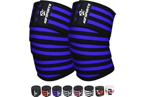 AQF knäband viktlyftning bandage Heavy Duty elastiska stödband Guard Powerlifting, Squatting (Svart &