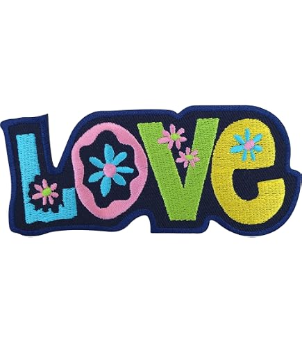Bestickter Aufnäher 'Love And Peace' | Zum Aufbügeln | 7,5 X 4,7 Cm | Für Kleidung, Rucksäcke & Jacken