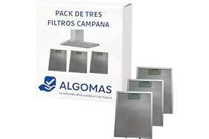 ALGOMAS® Filtro Campana Extractora 25x31,1 cm | Repuesto compatible con Balay apto para Bosch apto para Siemens apto para Neff y Lynx | Malla metálica aluminio | Mejora aspiración y retiene grasa