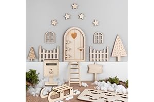 WICHTELFREUND Wichteltür Set - Weihnachtswichtel Komplettset Tür, Miniatur Wichtel Zubehör, Adventskalender 2023, Wichtelhaus Weihnachtsdeko