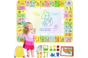 eisaro Tappeto Gioco Bambini 120x90cm | Giochi Bambini 1 Anni, Tappeto Magico con Libro di Pittura ad Acqua, Colori per 1-6 Anni, 4 Penna Acqua, Natale Pasqua Regalo, Borsa Stoccaggio