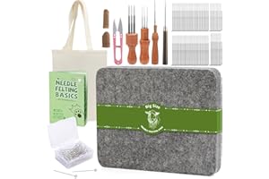 Riddur Filz Nadeln Set, Nadelfilz Set, 8×10 Zoll Filzen Pad, 90 Pcs Filznadeln, 3-Größe Holzgriff Halter, Filz Zubehör mit Aufbewahrungstasche für starterset Diy Handmade Crafts Dekoration