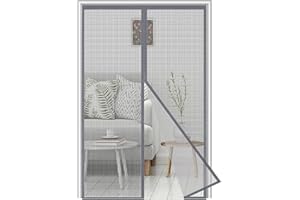 ORUMRUD Fiberglass Magnetic Fly Screen Door 90x190 cm,Heavy Duty Mesh Screen Doors Magnets, Wind & Scratch Resistant Reinforced Mesh Net Curtain, Full Frame Magic Tape,Keep Bugs Out Fresh Air in,Grey