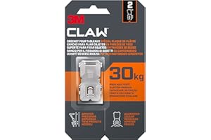 3M CLAW Crochets pour Accrocher des Tableaux sur des murs en plâtre, 2 Crochets - Poids Maxi testé jusqu'à 30 kg - Idéal pour Fixer des Objets lourds, Miroirs, Décoration d'intérieur, sans Outil