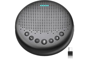 EMEET Conference Speaker and Microphone Luna 360° Voice Pickup w/Noise Reduction/Mute/Indicator USB Bluetooth Speakerphone w/Dongle for 8 People Daisy Chain for 16 Compatible with Leading Software