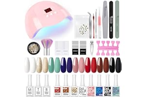 COSCELIA Set de Esmalte Kit Uñas Semipermanente en Gel, 15ML 8 Colores Kit de Uñas con Herramientas Manicura 36W Lámpara U-V/LED Capa Mate& Base Topcoat, Bricolaje en Casa