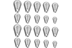 CLEMINSTA Ensemble de 20 Plombs de Pêche, 10g/20g/30g/40g Poids de Pêche, Plombs en Ligne sans Accroc, Accessoires de Pêche, Kit pour la Pêche en Mer et en Eaux Peu Profondes(4 Tailles)