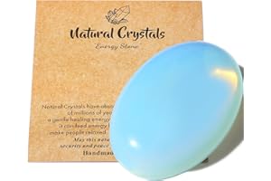 AWARDSEN 2.4" Opale Pierre Preciusee Grand Cristal de Pierre de Palme Polie Reiki Cristaux Pierre Naturelle Gemme Inquiétude équilibre énergétique Soulagement du Stress Cadeau pour Femme