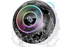 DYURWA Cassa Bluetooth Portatile, IPX7 Impermeabile Cassa Bluetooth Doccia con Luce LED Colorate, Ventosa, 360° Stereo Speaker Bluetooth Chiamata Vivavoce, 10 Ore Altoparlante Bluetooth Ricaricabile Tipo-C