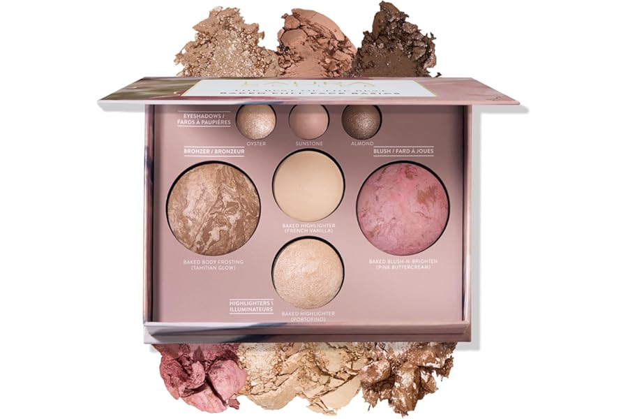 LAURA GELLER NEW YORK The Best of the Best Baked Starter Kit Palette - Full Size - Includes Bronzer, Blush, 2 Highlighters and 3 Eyeshadows - Travel-Friendly