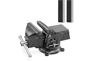 Navaris Morsa Parallela da Banco L - Apertura Ganasce 10cm con Fori di Fissaggio Supporto - Asse Girevole Bloccabile con Morsetti a Vite - in Ghisa