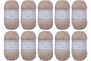 Utopia Crafts JOY Uni Strick- und Häkelgarn, Weich, Pflegeleicht, 100% Polyacryl, 10x 50 g Knäuel, 150m (Warmes Brown)