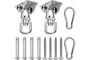 BELLE VOUS Heavy Duty Swing Hangers (2 Pack) - Stainless Steel 360 Degree Rotating Swivel Hooks with Screws - 400kg / 881lb Capacity for Concrete Wooden Sets, Yoga Hammock Chair, Sandbag Swing Sets