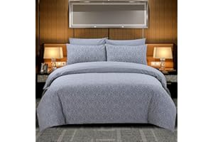 Indus Textiles 100% Pure Cotton Reversible Patterned Duvet Cover Sets Balia Silver, Double