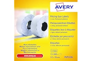 Avery Rouleaux de 1500 Étiquettes Blanches Adhésif Amovible 26x12mm - 10 Rouleaux