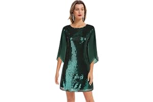 GRACE KARIN Robe Femme Élégante à Paillettes Manches Longues Légère Couple Ample à la Mode pour Soirée