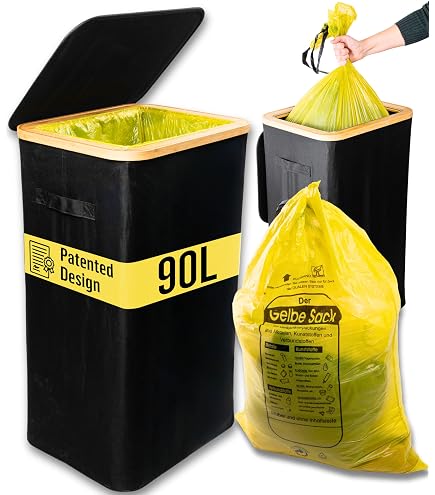 ENTIGO Müllsack Wandhalterung mit Deckel | 70-120L | Abfallbehälter Aluminium Müllsackhalter wandmontage