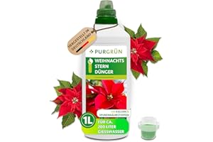 Purgrün® Weihnachtsstern-Dünger 1 Liter – Für intensiv leuchtende Hochblätter – Extra Kalium fördert die Widerstandskraft – Ergiebiges Konzentrat für 200 Liter Gießwasser – Premium-Flüssigdünger