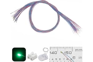 ZZHOB 25pcs Pre-Wired Micro LED Pre-soldered 0402 SMD LEDs(No Need Resistor) + Battery Holder & Connector for Beginner Model Building (Green, 25pcs)