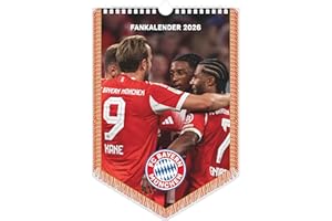 N Neumann - FC Bayern München 2026 – Mini-Bannerkalender 21x30 cm mit 12 Monatsblättern, deutschem Kalendarium & Spiralbindung, Fußball-Fankalender mit Spieler- & Stadionfotografien: Fankalender 2026