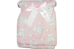 SNUGGLE BABY Baby Girl Soft Fleece Wrap Blanket Pram Cot Crib Moses Basket Pink Teddy