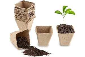 KADAX Doniczki torfowe, doniczki do uprawy, rozkładane doniczki do sadzonek, płyty do uprawy sadzonek, doniczka biologiczna, doniczki papierowe, doniczki do wzrostu, doniczki z włókna (18, kwadratowe)
