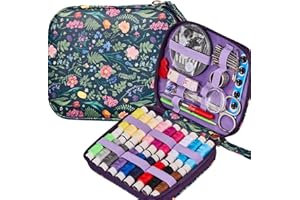 BOBODE Floral Printing Sewing Kit Pattern Sewing Set Professional Sewing Supplies with Zipper Sewing Kit Case, Travel Portable Sewing Accessory for Emergency, Home