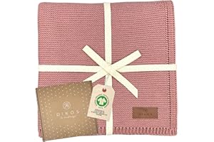 DIKOS® Babydecke Beere aus *100%* GOTS Bio Baumwolle | 4 Jahreszeiten Neugeborenen Decke für Baby Mädchen | Strickdecke Kuscheldecke Baumwolldecke Kinderwagen | Erstausstattung Geschenk zur Geburt