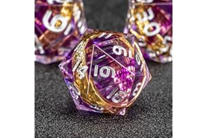 KERWELLSI Resin Lord Of The Rings DND Dice Set D&D with Gift Box, Purple Sharp Edge Polyhedral & RPG Role Playing Gaming Dice, Magic Gathering Lotr Dungeons and Dragons Dice D20 D12 D10 D8 D6 D4