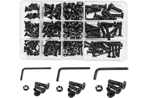WEQEYENT 219 Pièces M4 M5 M6 Vis à Tête plate en acier allié vis Fraisée en Acier Inoxydable avec six pans creux Ecrous à tête hexagonale (Noir)