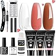 Poly Gel Extension Kit - Enhancement Builder, Neutral Gel Art Design, All-in-One French Kit for Easy DIY at Home - Valentine Gifts for Beginners (HRT584)