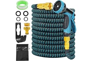 ANOMM Manguera Jardin30 Metros/100 FT, Manguera Extensible con Pistola Rociadora de 10 Funciones, Conectores de 3/4" y 1/2", Mangueras Anti-dobleces Para Jardín, Exteriores, Lavado de Autos