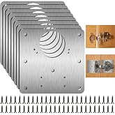 8 Pieces Kitchen Hinge Repair Plate with 48 Screws 3.5 &times; 9 cm Stainless Steel for Door, Cabinet, Furniture