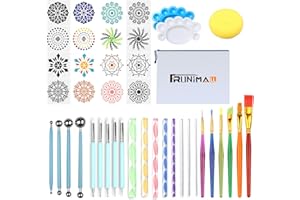 FRUNIMALL Mandala Dotting Tools, 35Pcs Rocks Mandala Painting Stencil Kits Brushes with Paint Tray for Painting Coloring Drawing and Drafting Art Supplies (35 Pcs)
