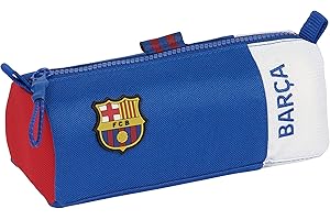 Safta F.C. Barcelona 2ª EQUIPACIÓN - Portatodo con Cremallera y Compartimiento, Estuche Infantil, Estuche Niño, Ideal para Niños en Edad Escolar, Cómodo y Versátil, 21x7x8 cm, Color Azul y Granate