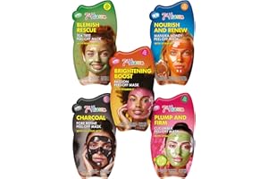 7th Heaven Face Mask Multipack – Pack of 5 Peel-Off Masks with Salicylic Acid, Vitamin C, Hyaluronic Acid, Tea Tree & Vitamin E– Cleansing, Brightening & Hydrating Skincare – Cruelty-Free Skincare