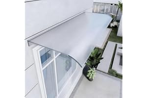ZMHPLKH Pensilina Policarbonato per Esterni - Tettoia Trasparente per Protezione dalle Intemperie, Sistema Espandibile per Porte Finestre Balconi, Facile Installazione