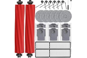 ALLOYTOOL 26 accesorios para robot aspirador Roborock QV 35A/QV 35S, 2 cepillos principales, 6 bolsas de polvo, 6 almohadillas de limpieza, 4 filtros HEPA, 6 cepillos laterales, 1 cepillo de limpieza, 1