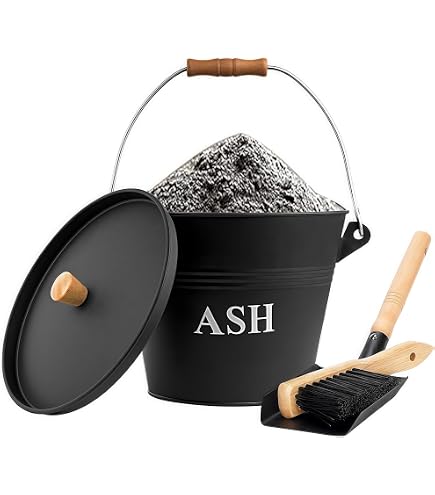 FEED GARDEN Mini-Ascheeimer 10L Mit Deckel - Inkl. Schaufel, Besen, Schraubendreher, Schwarz