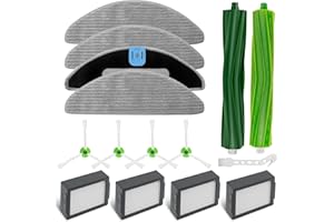 CHUANCHENG Lot de 15 pièces de Rechange pour iRobot Roomba Combo I5, I5+, J5, J5+, I8, I8+ aspirateur, 2 brosses principales, 4 brosses latérales, 4 filtres HEPA, 4 Chiffons serpillères, 1 Brosse de Nettoyage