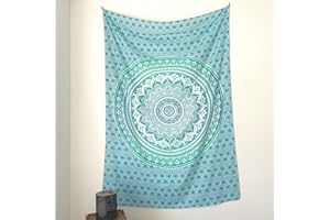 ‎MOMOMUS MOMOMUS Pareo oder Strandtuch Groß, 100x200, XL - Mit Mandala-Motiv - Stranddecke Sandfrei Sanddurchlässig, Strandmatte Sandfrei oder Dünne Picknickdecke Sandabweisend - Türkis, 135x210 cm