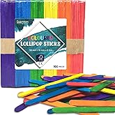 Smith’s® 100 Coloured Lollipop Sticks | 114 x 10 x 2mm | Multicoloured Popsicle, Wooden Lollypop, Ice Lolly, Lollies | FSC Ce