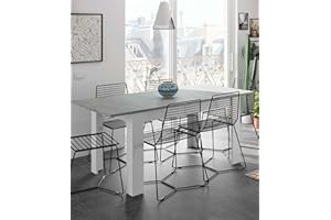 Dmora - Tavolo allungabile Midland, Consolle estensibile per sala da pranzo, Tavolo apribile da cucina con prolunga, 140/190x90h78 cm, Cemento e Bianco