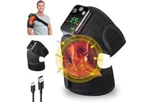 DoeDoefong Masseur de Genou Sans Fil Chauffant, Chauffante Massante Arthrose pour Douleur au Genou, Genouillère Chauffant Electrique avec 3 Niveaux Vibration et Chauffage pour Réchauffer Genou Raide